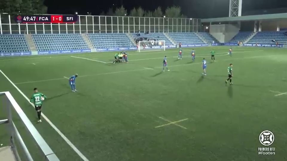 El Andorra venció por la mínima al San Fernando (1-0). Captura/Footters