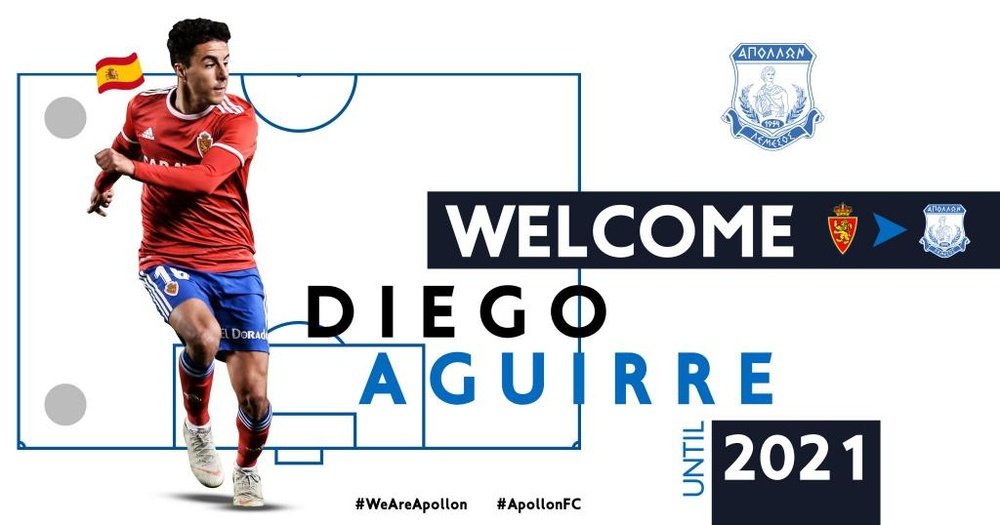 El Apollon Limassol de Chipre hizo oficial el fichaje de Diego Aguirre. Twitter/APOLLONOFFICIAL