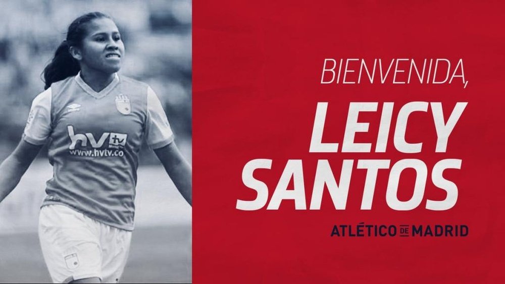 Atleti y Santa Fe acuerdan la cesión de la colombiana Leicy Santos. Twitter/AtletiFemenino