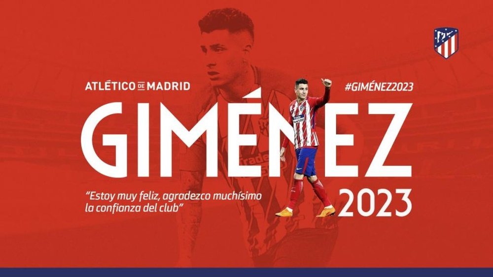 El Atlético contará con Giménez hasta 2023. Atleti