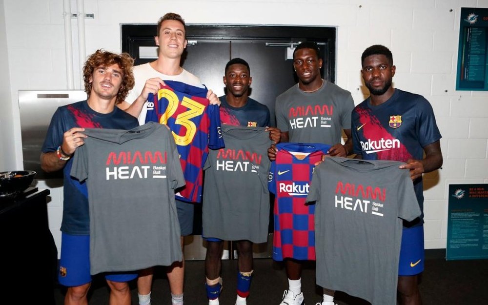 El Barça recibió la visita de dos jugadores de la NBA. MiamiHeat