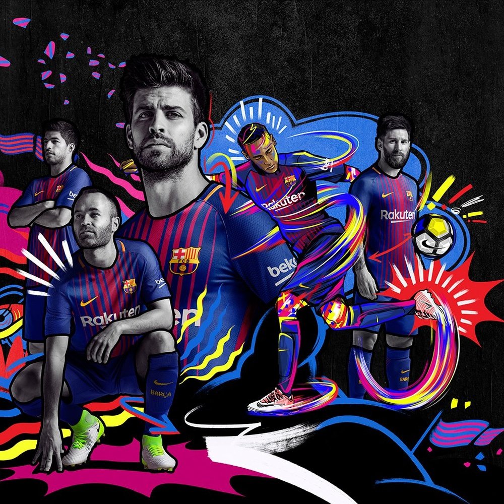 Le FC Barcelone présente son maillot pour la saison 2017-18. FCBarcelona