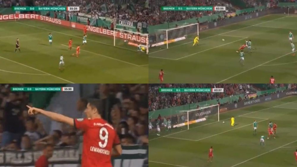 El Bayern se puso 0-2, pero el Werder Bremen empató en dos jugadas consecutivas. Captura/ARDDasErste