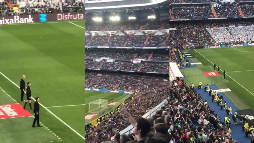 Real Madrid fans made sarcastic comments at Diego Simeone. Twitter/carracuki