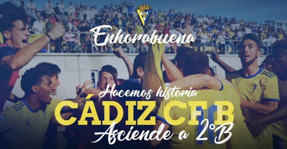 El Cádiz B celebró el ascenso a Segunda División B. CádizB