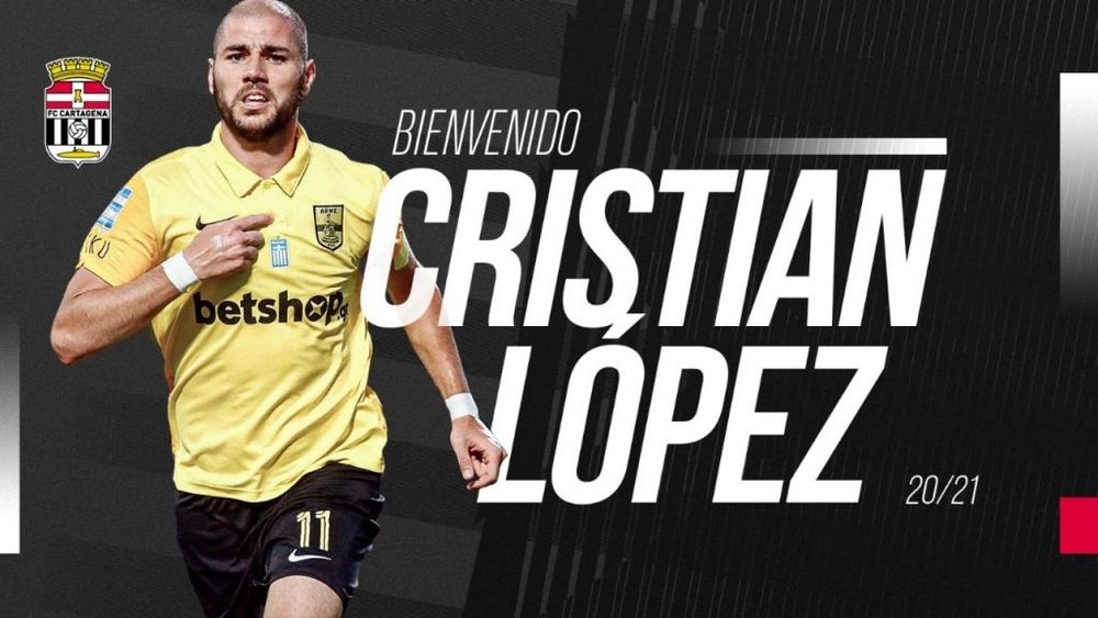 Cristian López, cedido hasta el final del curso. Twitter/FCCartagena_efs