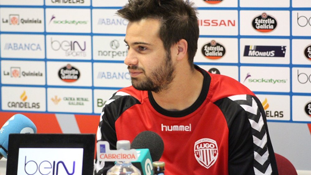 El centrocampista del Lugo, Antonio Campillo, en rueda de prensa. CDLugo