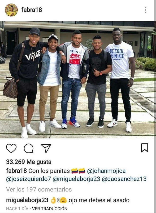 Polémico comentario entre colombianos. Instagram/fabra18