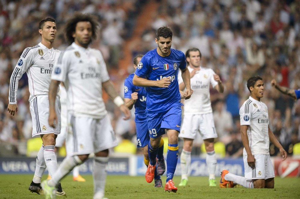 L'attquant du Real Madrid, Morata, lors de son étape à la Juventus, lors d'un match de C1. AFP
