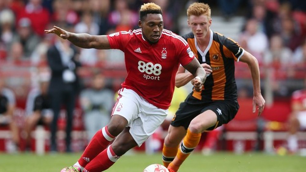 El delantero anglo-congoleño Britt Assombalonga, durante un partido con el Nottingham Forest. NFFC