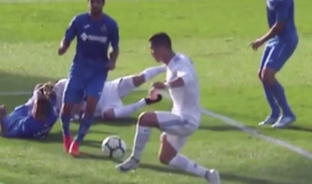 Ronaldo somehow contrived to put the ball wide. Youtube