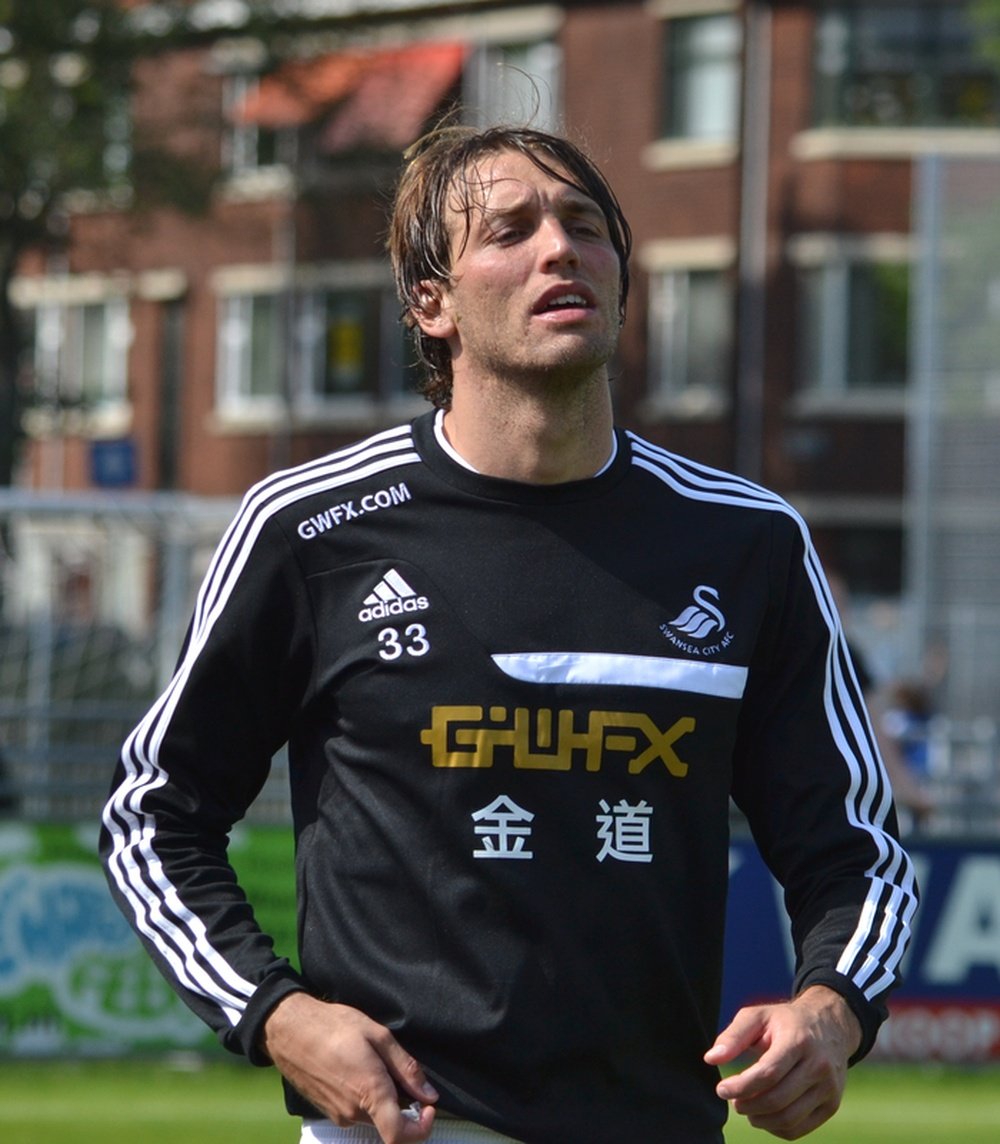 El delantero Michu, en un entrenamiento del Swansea. BenBlackler (Flickr)