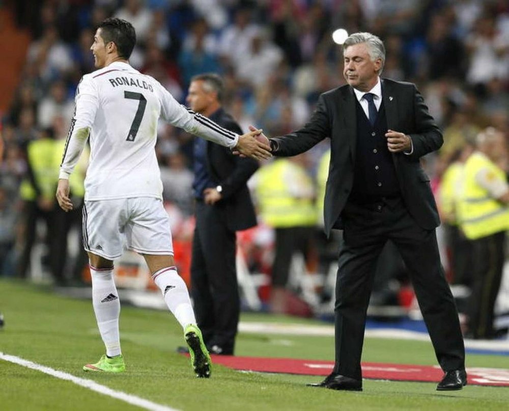 Cristiano Ronaldo e Carlo Ancelotti um reencontro esperado por muitos. EFE