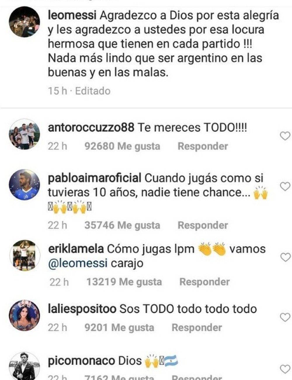 El mensaje de Pablo Aimar a Messi en redes sociales. Instagram/leomessi