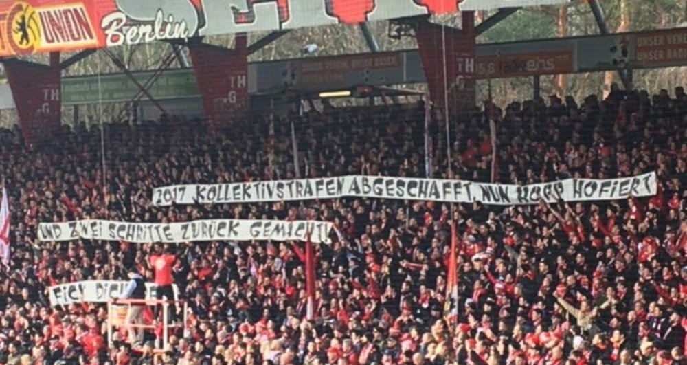 Los ultras del Union Berlin protestaron contra el presidente del Hoffenheim. SkyBundesliga
