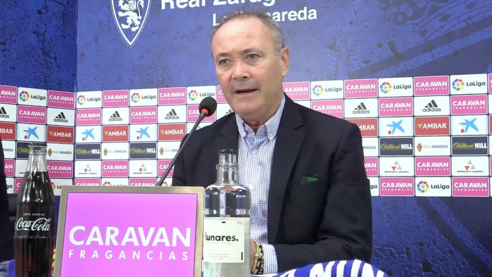 Juan Ignacio Martínez advirtió de la dificultad del partido. Captura/Youtube/RealZaragoza