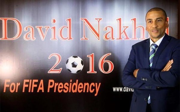 El ex capitán de la selección de Trinidad y Tobago, David Nakhid, durante la presentación de su candidatura a presidir la FIFA. Twitter