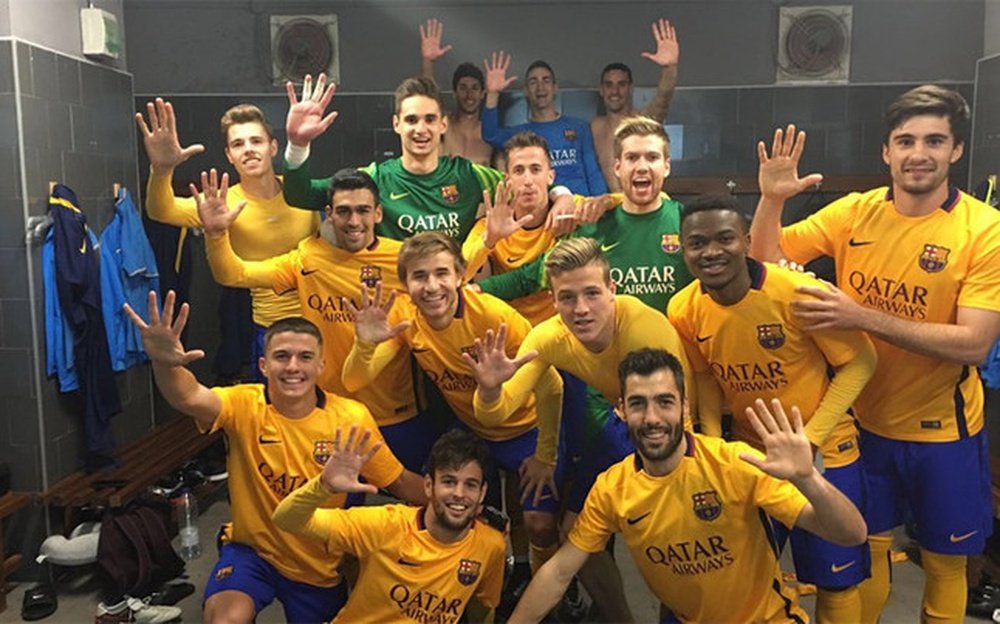 El filial del Barça celebra su quinta victoria consecutiva. Twitter