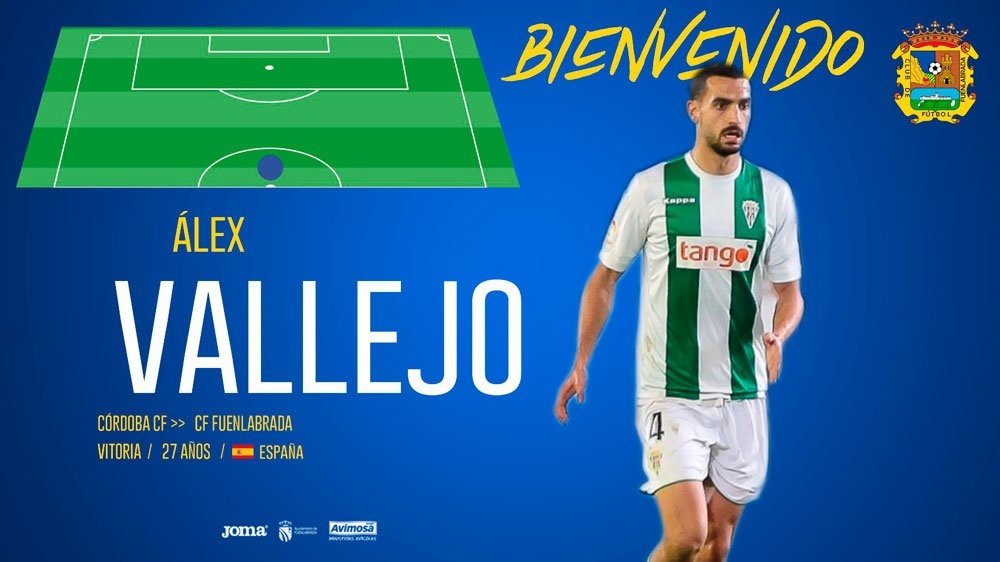 Álex Vallejo jugará en el Fuenlabrada. Twitter/CFFuenlabrada