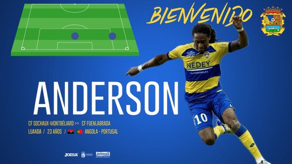 Anderson llega cedido del Alavés. Twitter/CFFuenlabrada