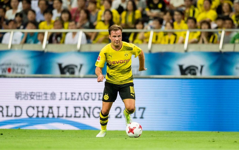 Mario Gotze in action on his eagerly-awaited return to football. Twitter/BVB