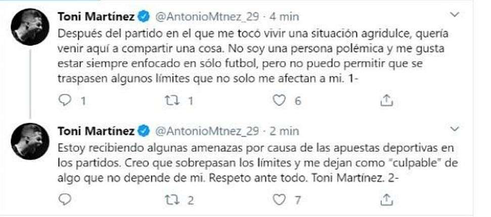 Toni Martínez denunció estar recibiendo denuncias