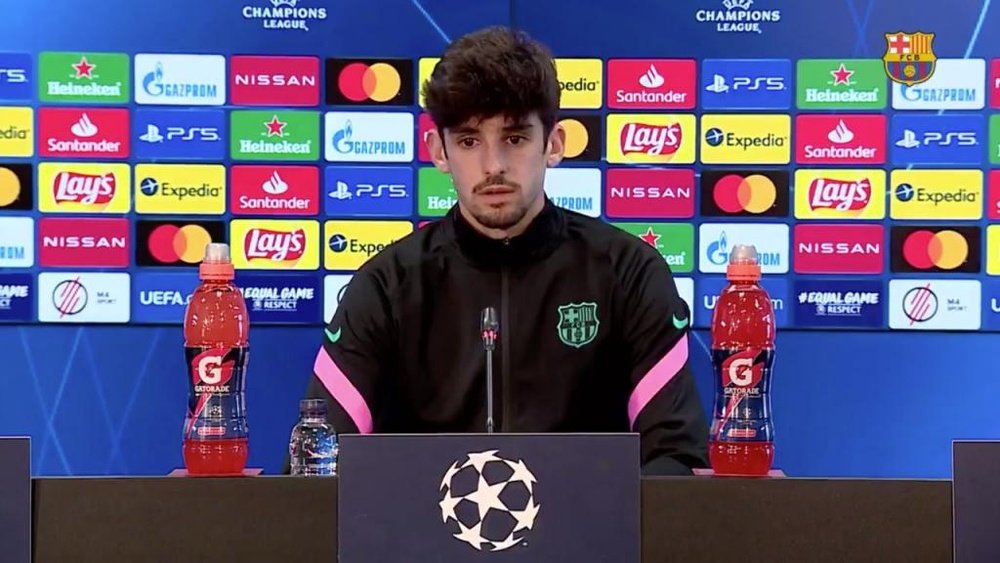 Francisco Trincao spoke in the press conference. Screenshot/BarçaTV+