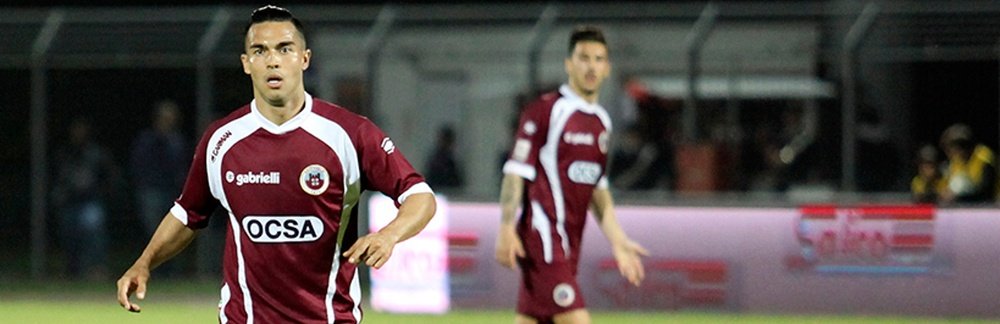 El futbolista del Cittadella Lucas Chiaretti, en un partido del conjunto granate. ASCittadella