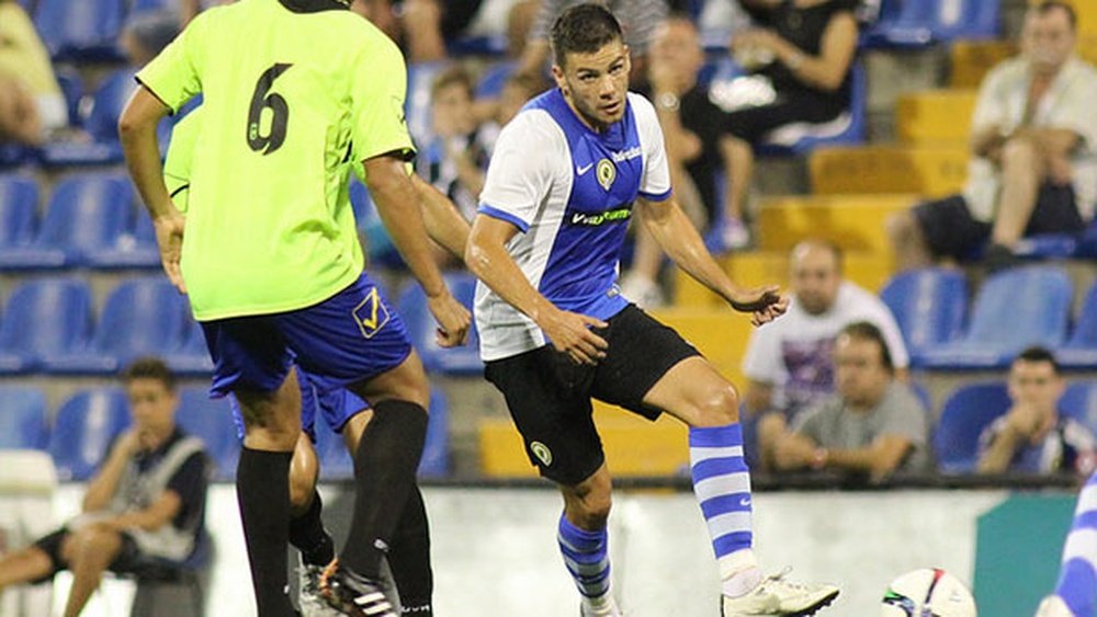 El futbolista del Hércules, Álex Gallar, en un partido del conjunto alicantino. HerculesDeAlicanteCF