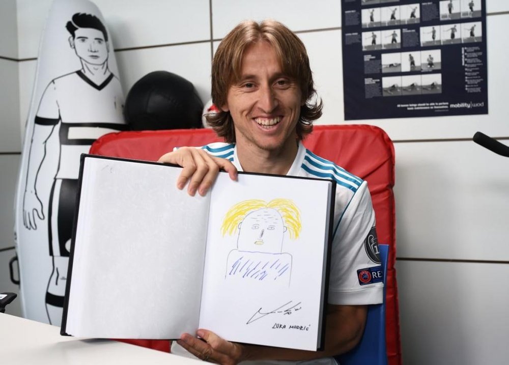 Modric is better with a ball than a pencil. Twitter/Champions League