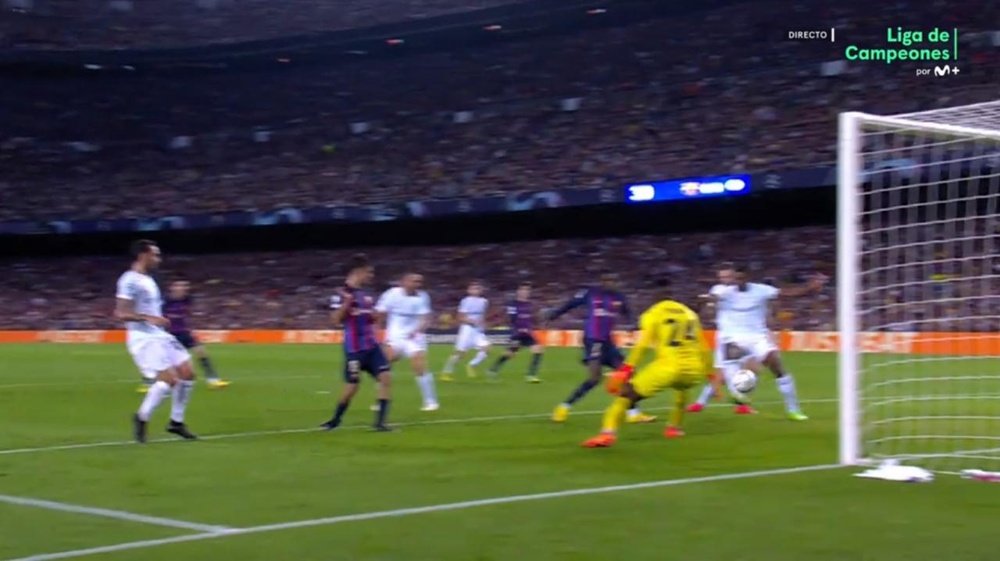 Dembele gave Barcelona the lead against Inter Milan. Screenshot/MovistarLigadeCampeones