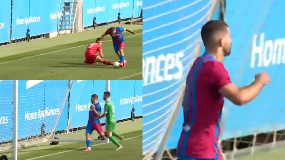 Agüero se estrenó con gol en el amistoso del Barcelona. Captura/FCBarcelona
