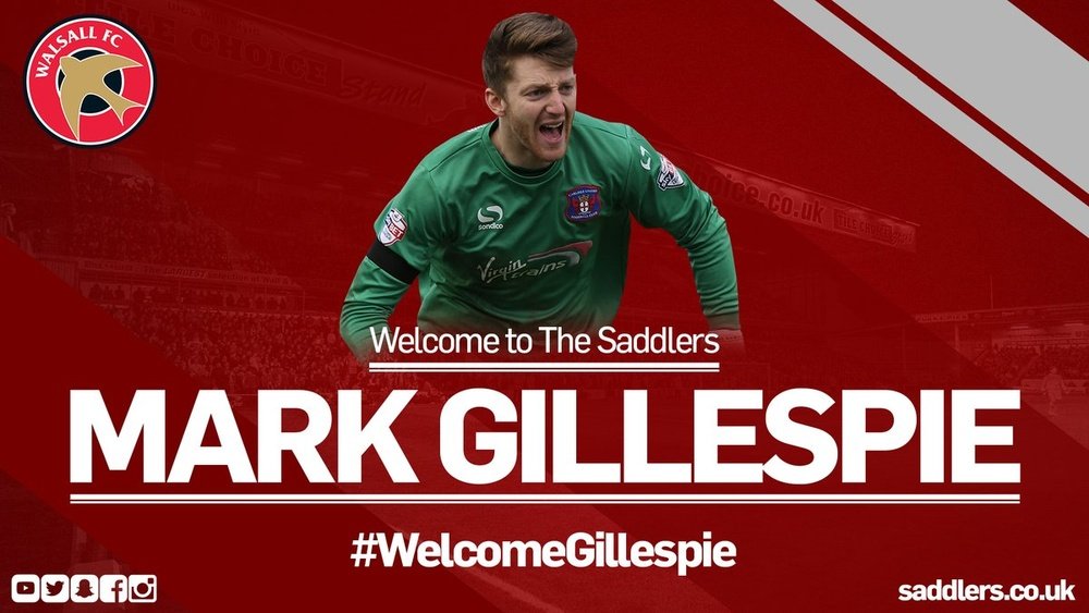 Mark Gillespie, nuevo jugador del Walsall. WFCOfficial