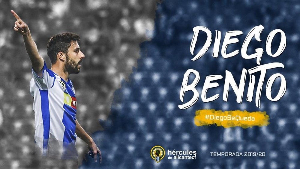 El Hércules anunció la renovación de Diego Benito. Twitter/HérculesCFOficial