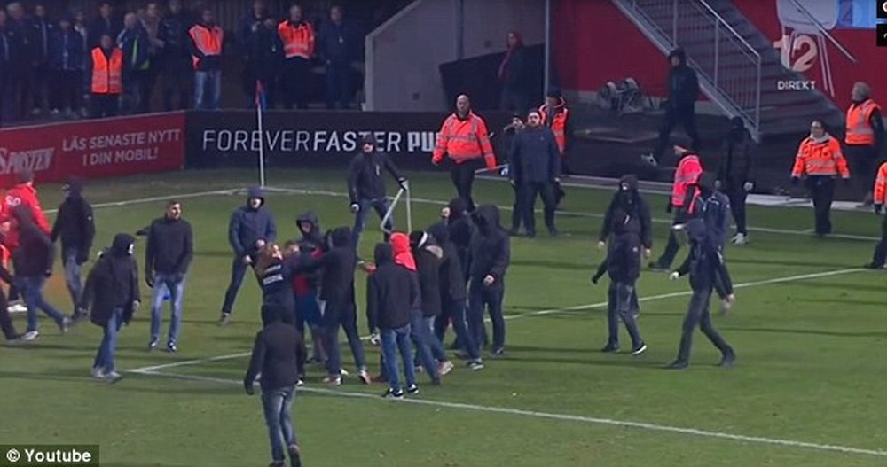 Jordan Larsson was attacked by Helsingborgs fans after the game. Youtube