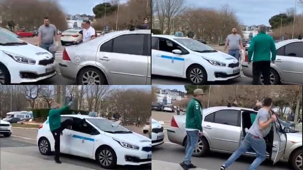 Golpes con coches y retrovisores rotos: el incidente tras el Racing-Sporting. Twitter/Daninho___