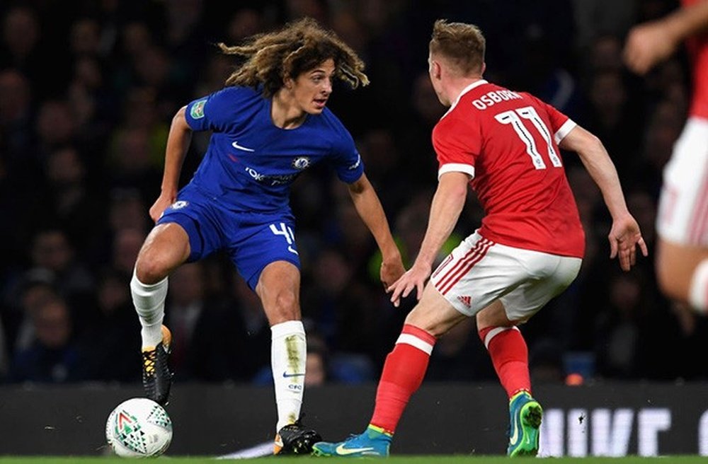 Ethan Ampadu in Carabao cup action for Chelsea. AFP