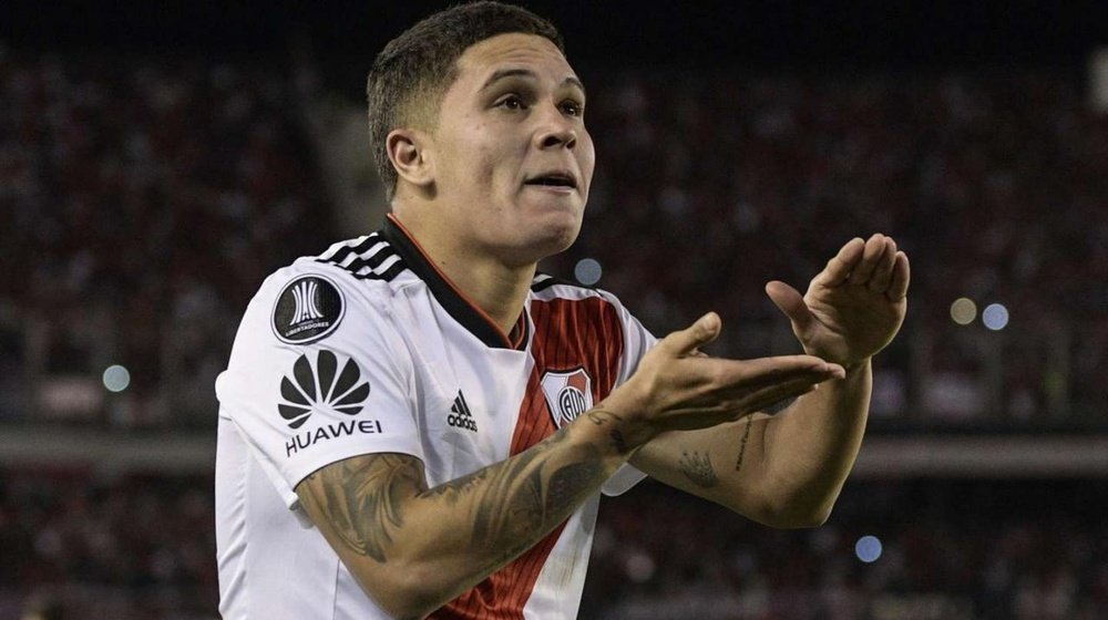 Juanfer Quintero, en River. AFP