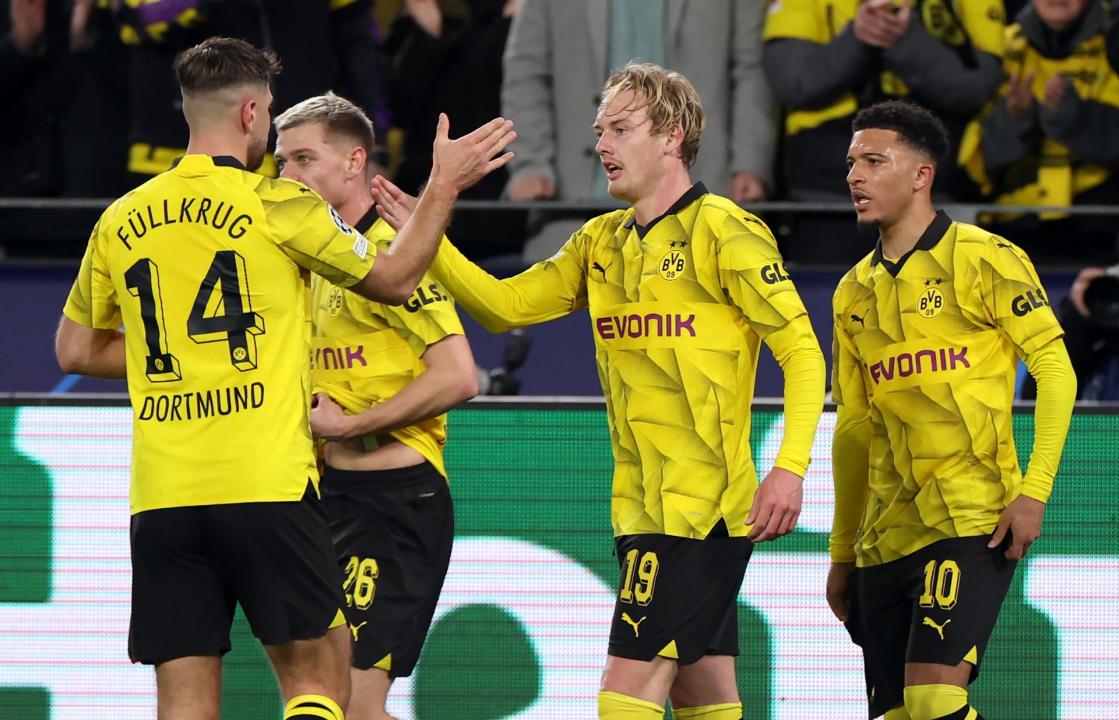 Brandt celebra su gol en el Borussia-Atlético