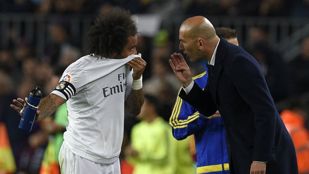 A irritação de Zidane com Marcelo. AFP