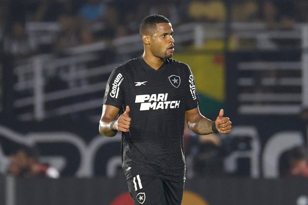 O jogador Júnior Santos, do Botafogo, celebra um gol. EFE/ Sebastiao Moreira