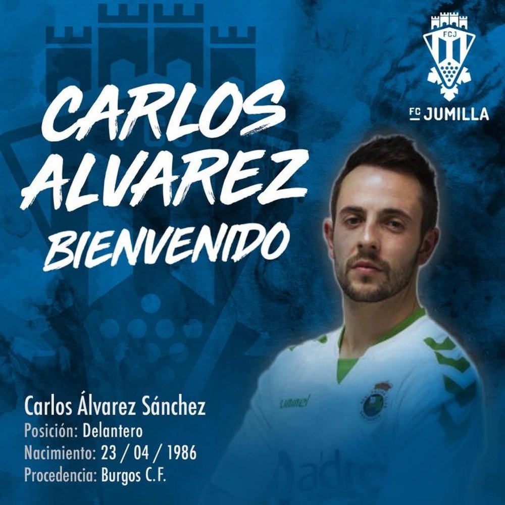 Carlos Álvarez firma para la próxima temporada. Twitter/FCJumilla