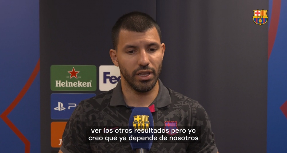 El Kun Agüero compareció en rueda de prensa antes del Barça-Dinamo de Kiev. DUGOUT