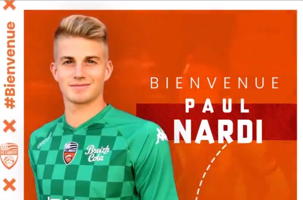 El Lorient anunció el fichaje de Paul Nardi. Twitter/FCLorient