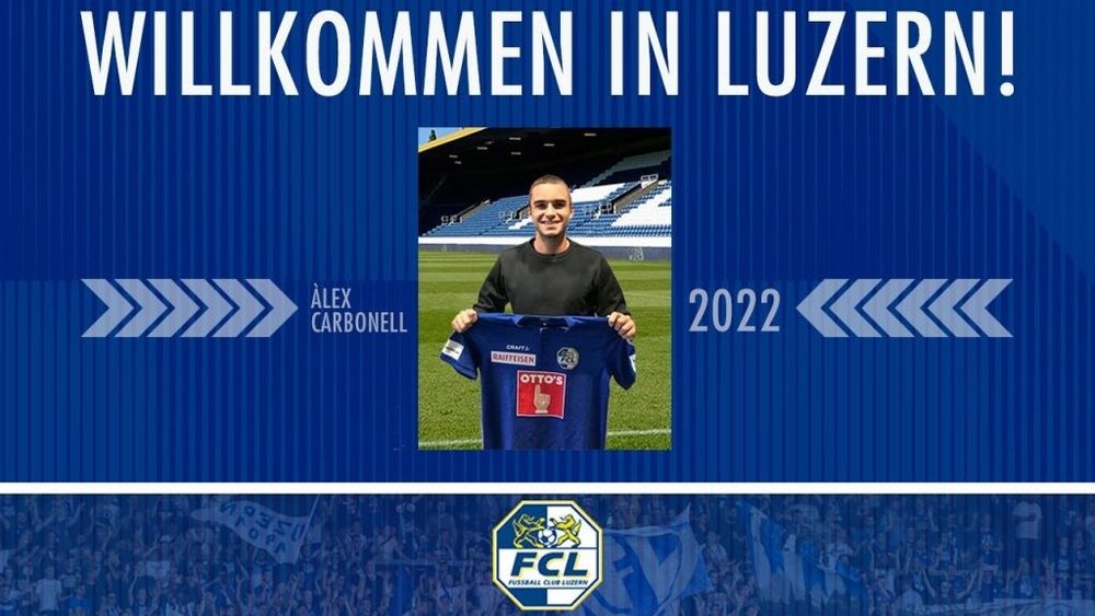 El Luzern anunció la llegada de Àlex Carbonell. Twitter/FCL_1901