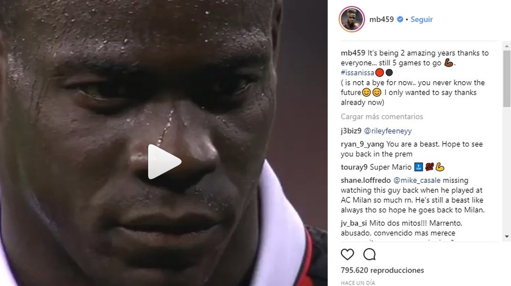 Balotelli podría disputar ante el Montpellier su penúltimo duelo en casa. Instagram/MB459