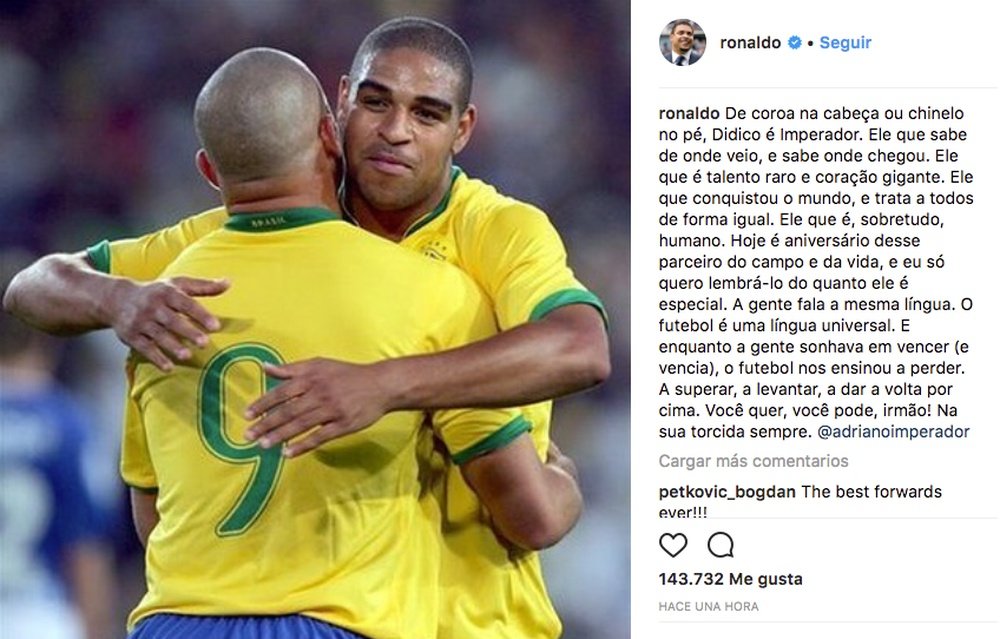 Ronaldo no se olvidó del cumpleaños de su amigo. Instagram/Ronaldo