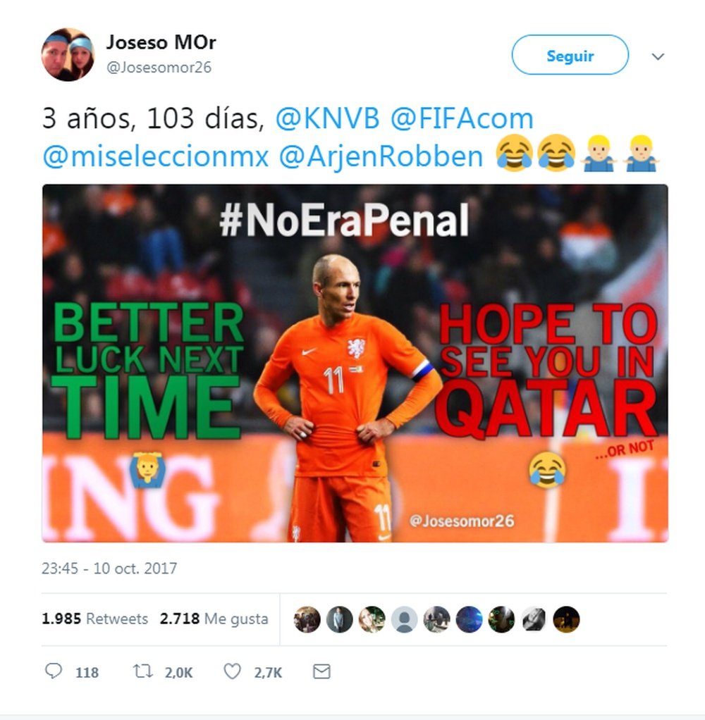 José Luis Mercado culminó su venganza a Holanda. Twitter/Josesomor26