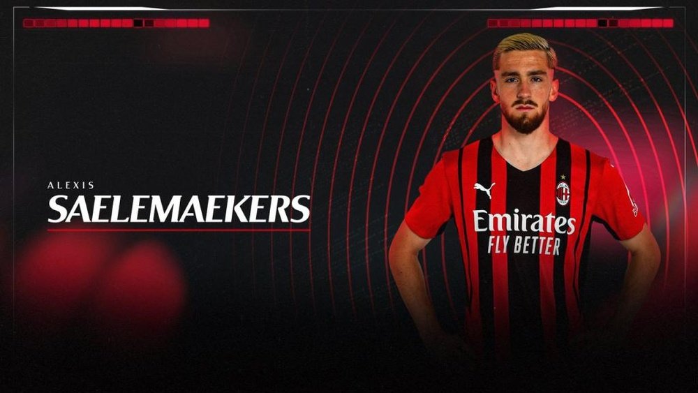 El Milan anunció la renovación de Alexis Saelemaekers hasta 2026. Twitter/acmilan