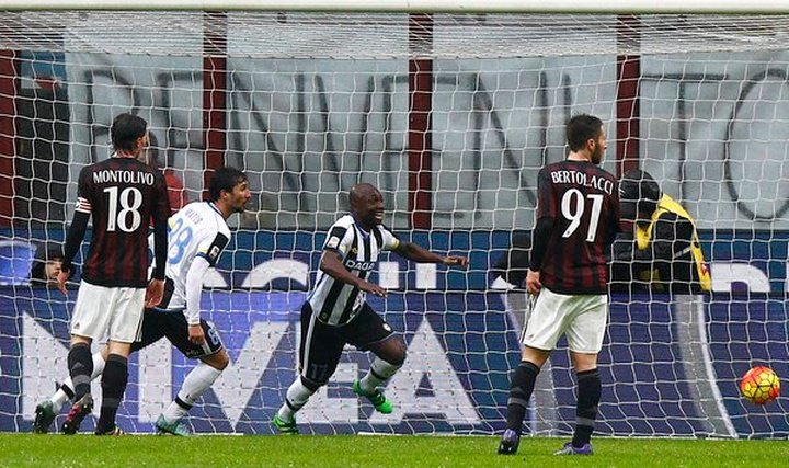 El Milan se bloquea contra el Udinese y frena su escalada hacia los puestos europeos
